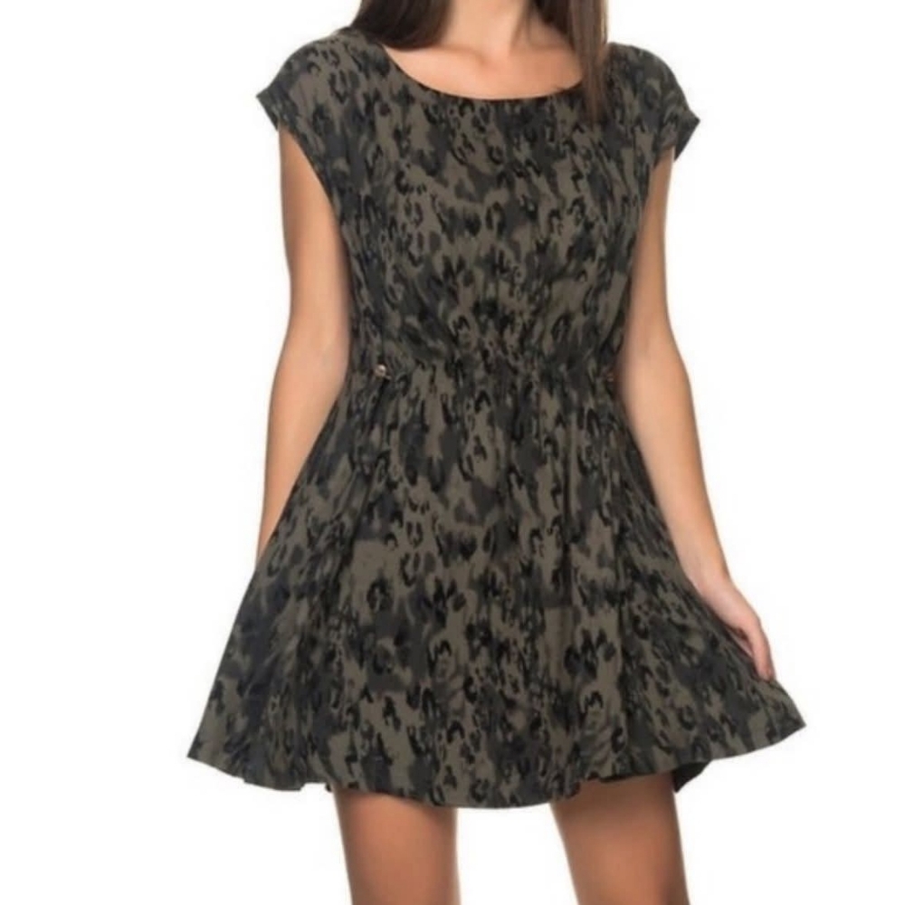 Free People Black and Green Patterned Dress